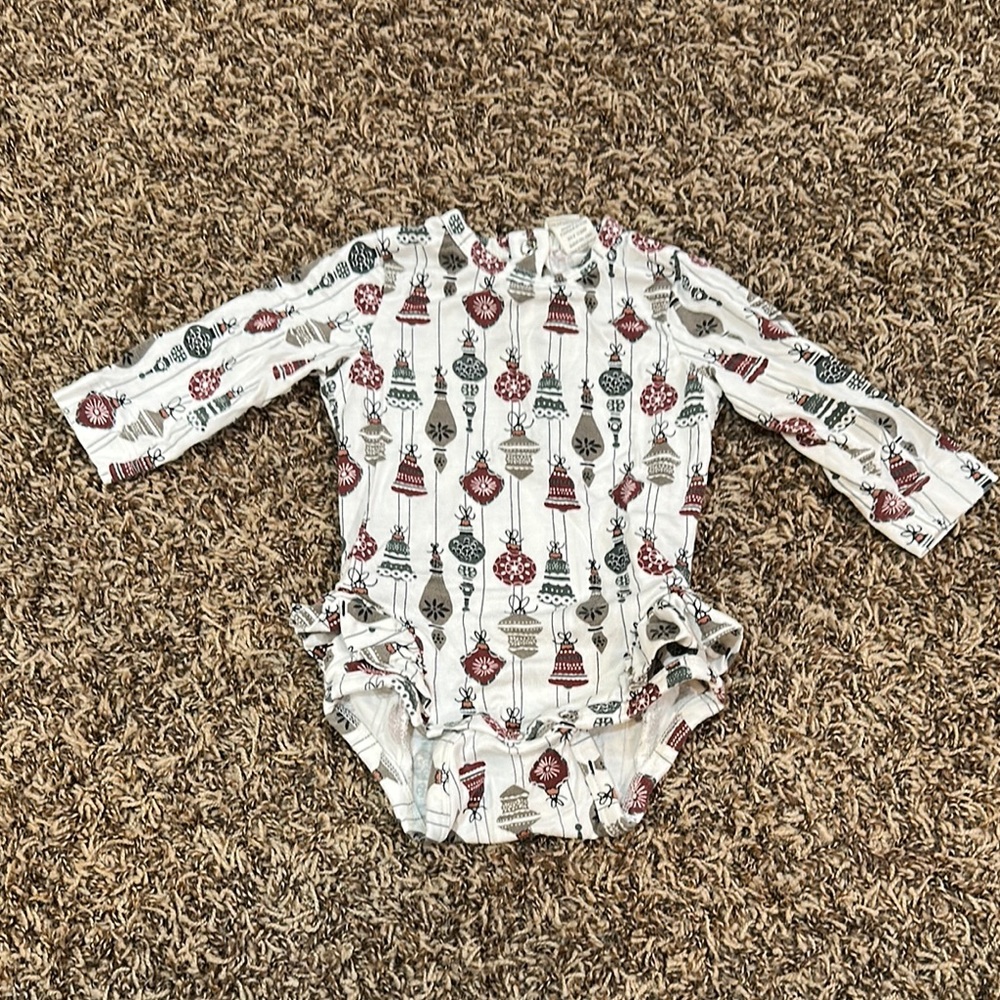 Festive Kids One Piece Bodysuit - Red and Green